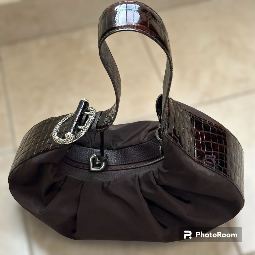 Brighton Brown Leather & Nylon Shoulder Bag - Picture 6 of 11